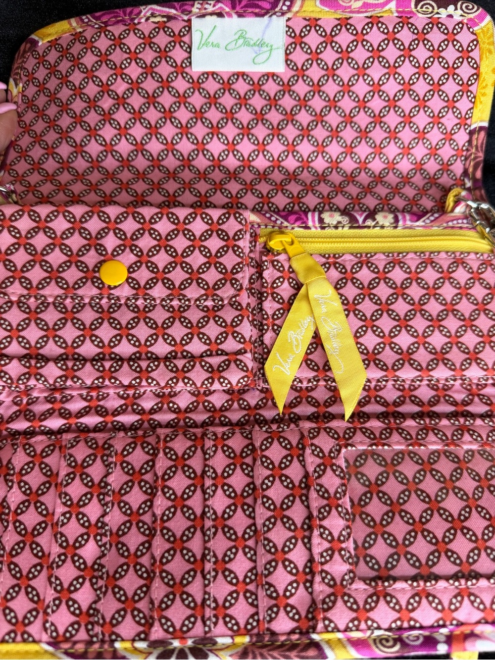 Vera Bradley Yellow and Pink Paisley Quilted Crossbody - Picture 3 of 5